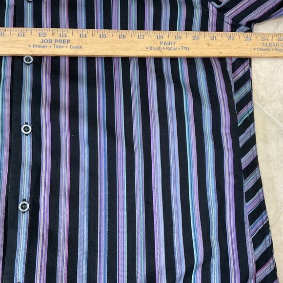 Robert Graham Flip Cuff strip Shirt Men's Large Paisley Long Sleeve Black Purple - Picture 11 of 16